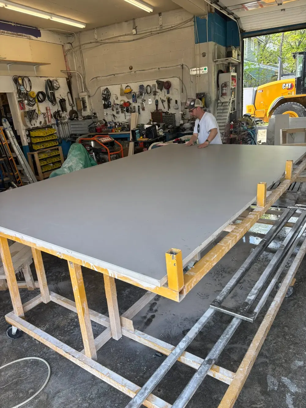 Slab laid out on the shop table